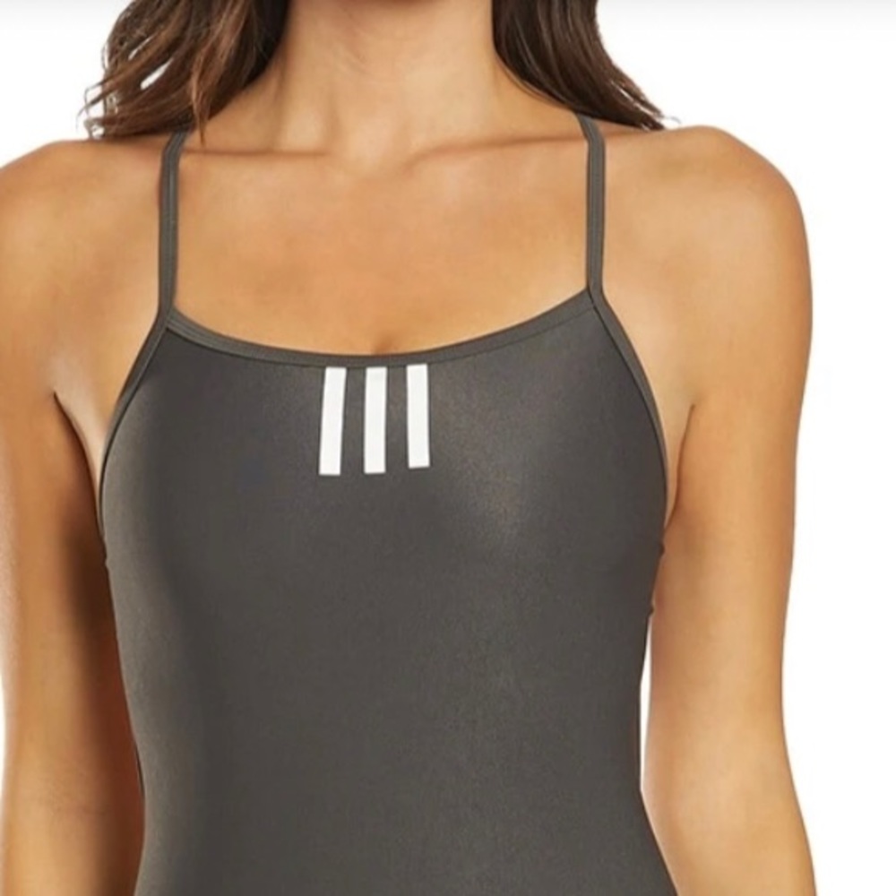 Adidas women’s white striped swimsuit size 34